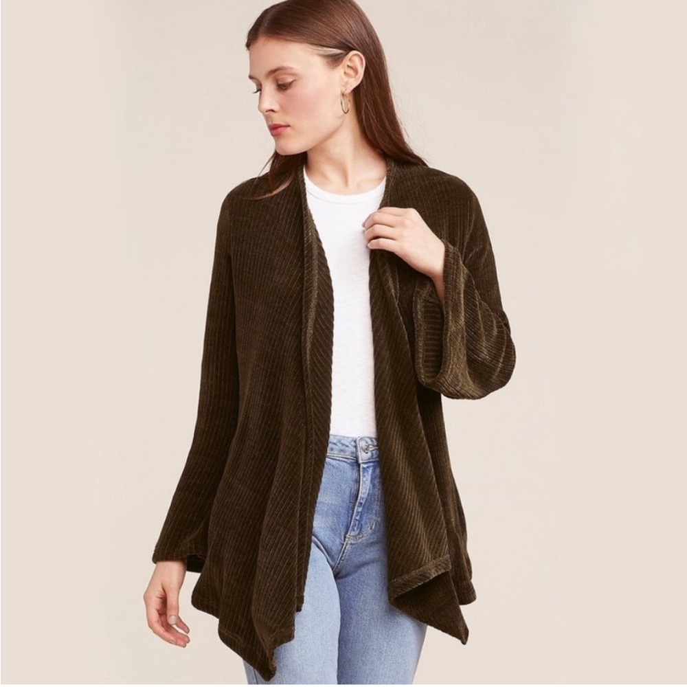 BB Dakota Green Chenille of Fortune Drape Jacket